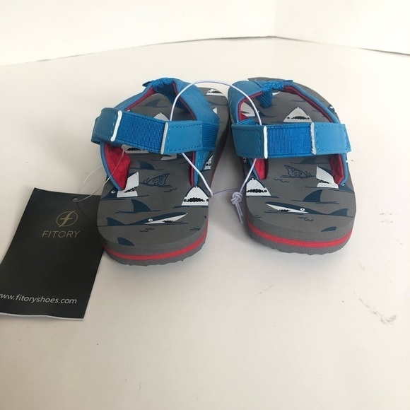 KRABOR Baby Boys Shark Flip Flops Sandals with Back Strap Size 5/6 - Picture 6 of 11
